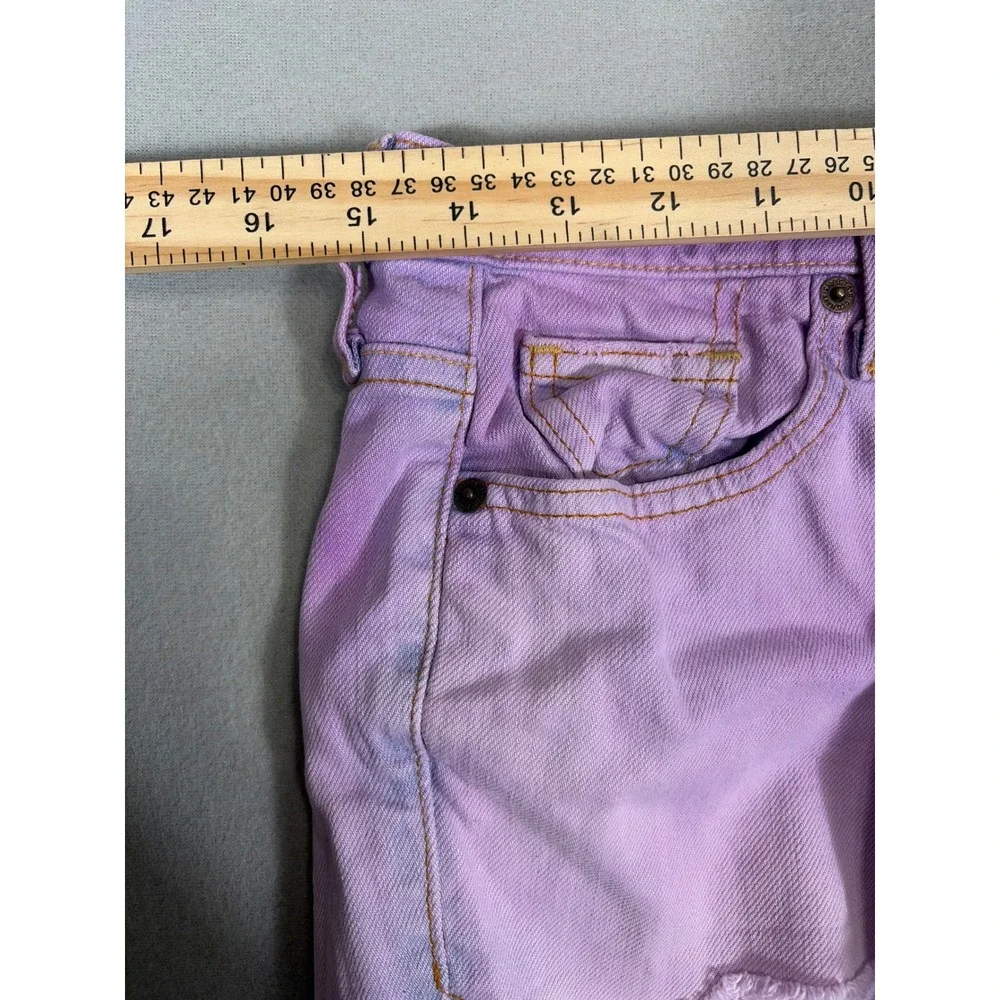 Old Navy OND Purple Acid Wash Cut Off Denim Shorts Women 4 Long Low Rise Stretch
